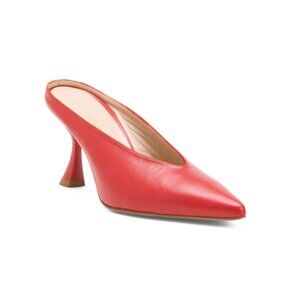OROSCURO Red Made In Italy Leather Heeled Mules